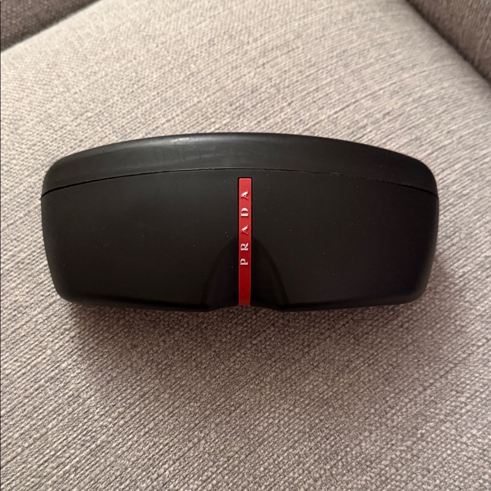 Prada Black Sunglasses Hard Case Holder with Red Accent